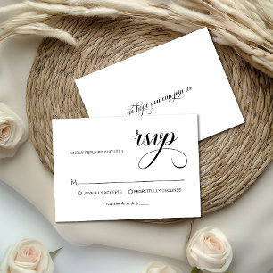 Trendy Simple Calligraphy Overlay Photo Wedding RSVP Card