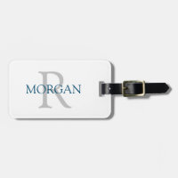Trendy Simple DIY Monogram and Name, Grey & DkBlue