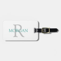 Trendy Simple DIY Monogram and Name, Grey & Teal