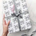 Trendy Simple Elegant Bow Pattern Wrapping Paper<br><div class="desc">Watercolor Light Grey Bow Wrapping Paper. Add a touch of classic charm to your gifts with this chic wrapping paper featuring a light grey and white watercolor bow pattern. Perfect for bridal showers, baby showers, weddings, or any occasion, this design combines timeless elegance with a trendy, modern feel. The subtle...</div>