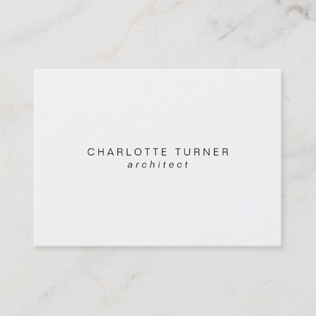 Trendy Simple Minimalist White Professional Business Card (Front)
