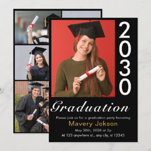 Trendy Simple Modern Casual Photo Graduation  Invitation