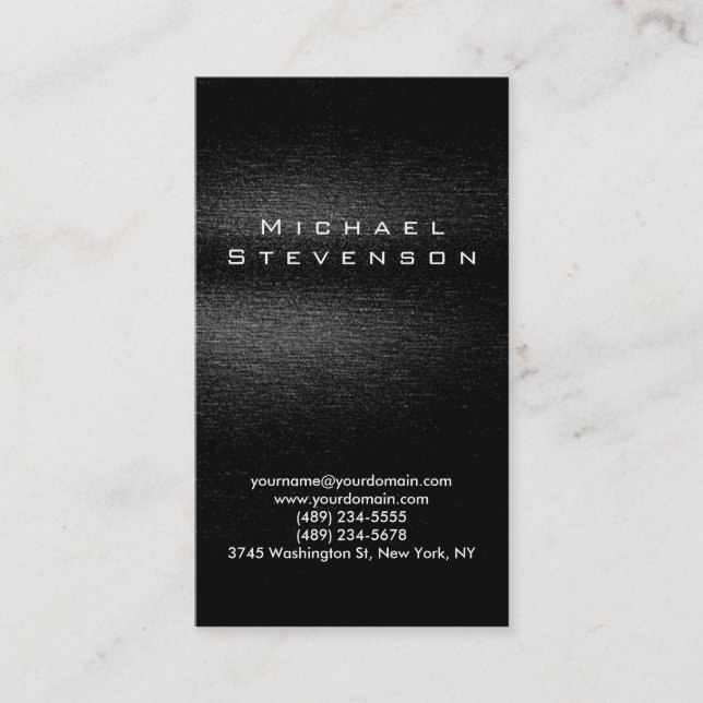 Trendy Simple Plain Grey Black Business Card (Front)