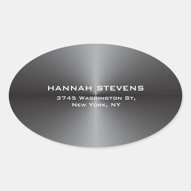 Trendy Simple Plain Grey Elegant Modern Oval Sticker (Front)