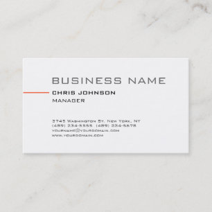 Trendy Simple Plain White Manager Business Card
