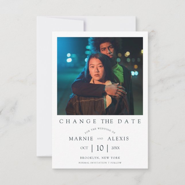 Trendy Simple Postponed Wedding Photo Instant (Front)