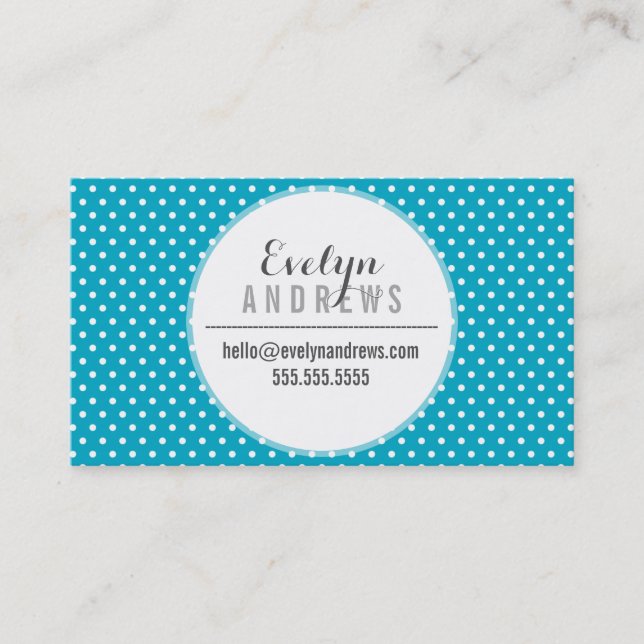 TRENDY SIMPLE SPOT mini polka dot cute turquoise Business Card (Front)