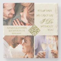 Trendy Simple Three Photo QR CODE Save The Date