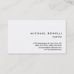 Trendy Simple White Professional Business Card