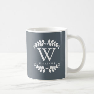 Trendy Slate Gray Monogrammed Coffee Mug