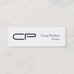 Trendy Slim Black White Monogram Business Card