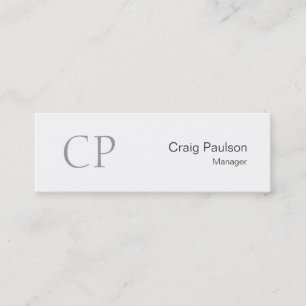Trendy Slim Black White Monogram Business Card