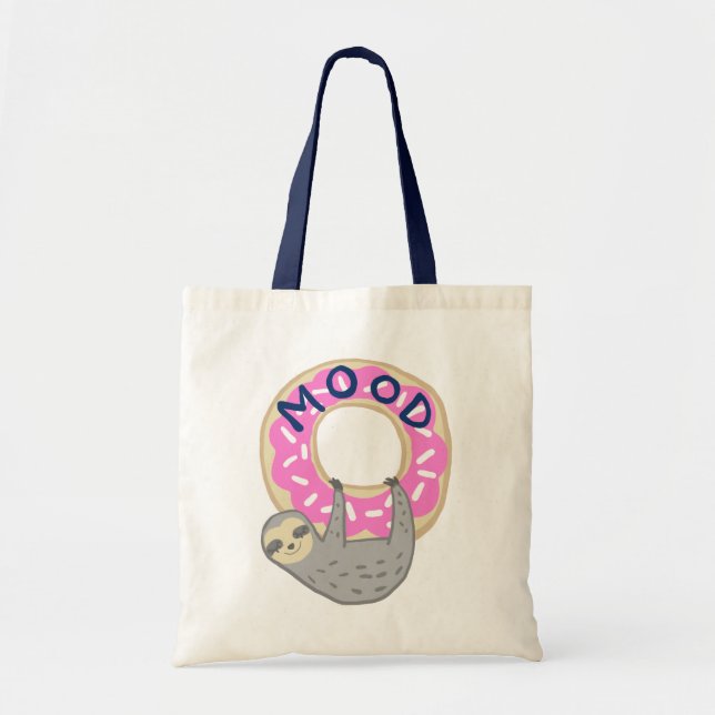 Trendy Sloth & Iced Doughnut Tote Bag (Front)