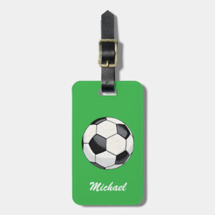 Trendy Soccer Ball Football Personalised Green Luggage Tag