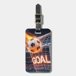 Trendy Soccer Ball on Fire Football Personalised Luggage Tag