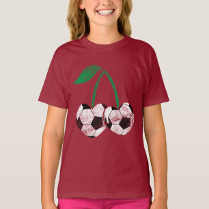 Trendy soccer cherry design shirt with grunge