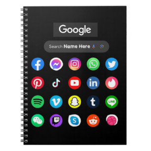 Trendy Social Media Icons Google Search Bar Black Notebook