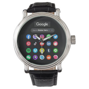 Trendy Social Media Icons Google Search Bar Black Watch
