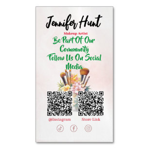 Trendy Social Media Style QR code   Magnetic Business Card