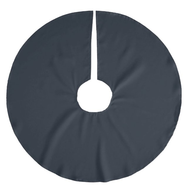 trendy solid, plain deep navy  brushed polyester tree skirt (Front)