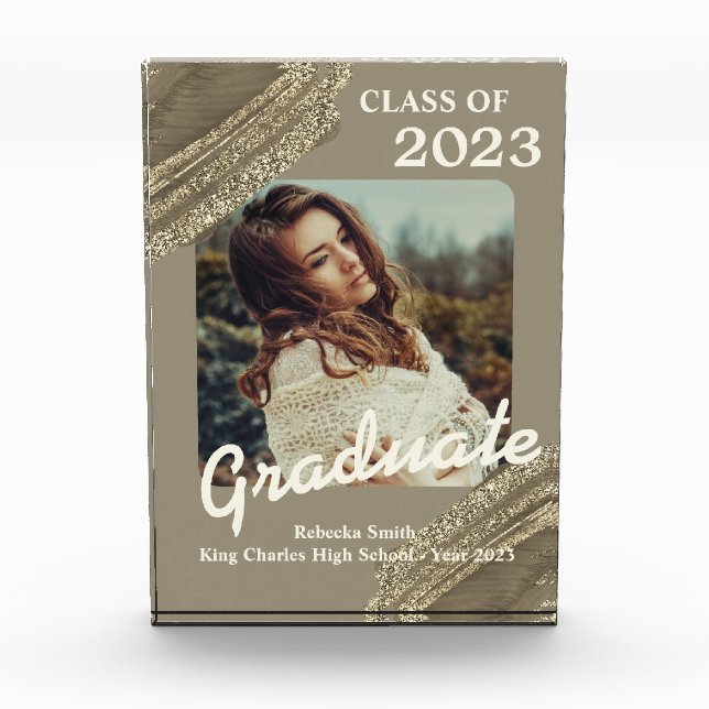 Trendy Spark Gold Graduation Photo Announcement  (Front)