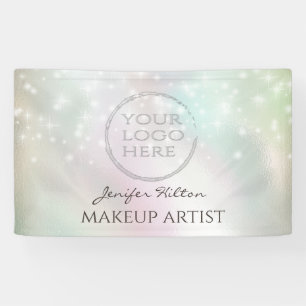 Trendy sparkles pearl holographic custom logo bann banner
