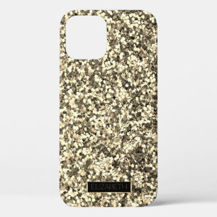Trendy Sparkling Gold Glitter, Frame- Personalised iPhone 12 Case