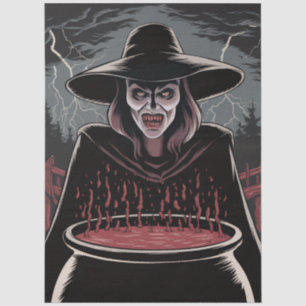 Trendy Spooky Halloween witch and Cauldron Tissue Paper