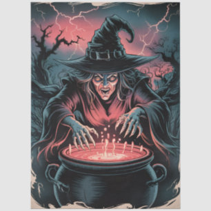 Trendy Spooky Halloween witch and Cauldron Tissue Paper