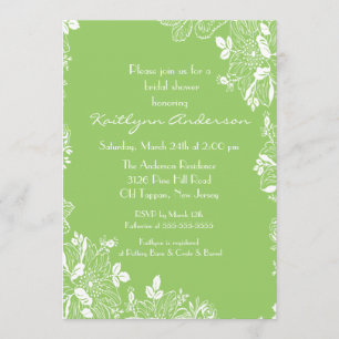 Trendy Spring Green Floral Bridal Shower Invite
