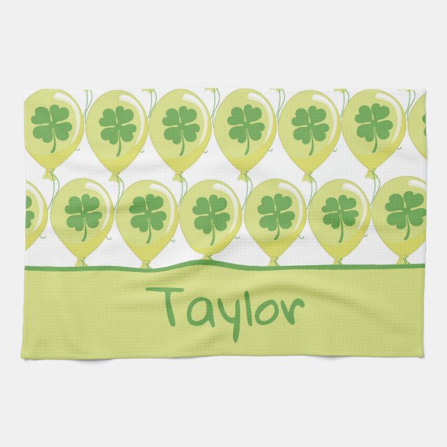 Trendy St. Patrick's Day Balloons Tea Towel (Horizontal)