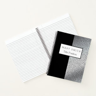Trendy Stained Glass Black Silver Notebook
