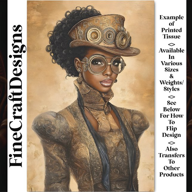 Trendy Steampunk Dark Skin Woman AD1O Decoupage Tissue Paper (Creator Uploaded)