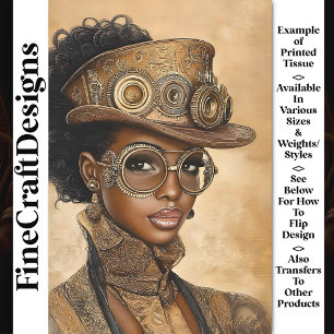 Trendy Steampunk Dark Skin Woman AD1Z Decoupage Tissue Paper