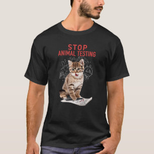 Trendy Stop Animal Testing Math Kitten Graphic T-Shirt