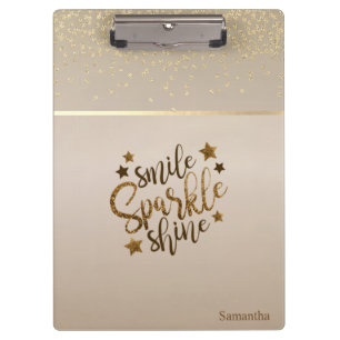 Trendy, Stripe,Smile Sparkle Shine -Personalised Clipboard
