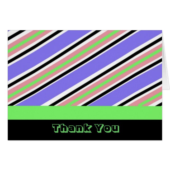 Trendy Stripe Thank You Card (Front Horizontal)