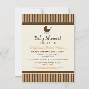 Trendy Stripes Baby Shower Invite (peach/brown)