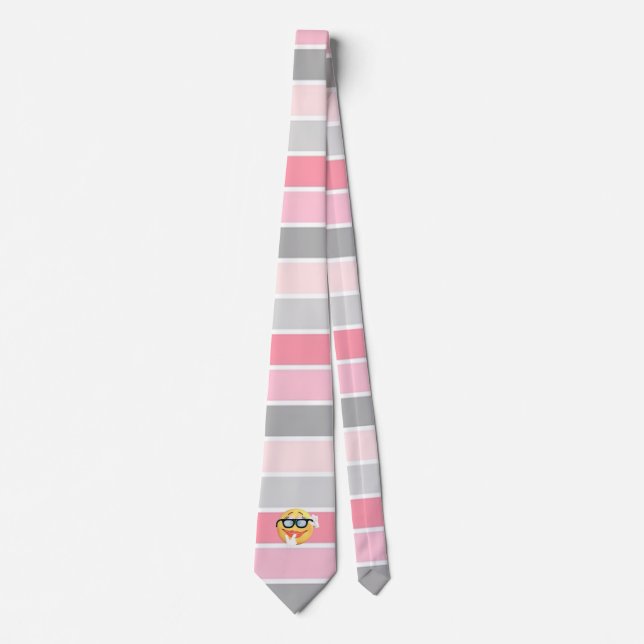 Trendy Stripes  ,Emoji Face Tie (Front)