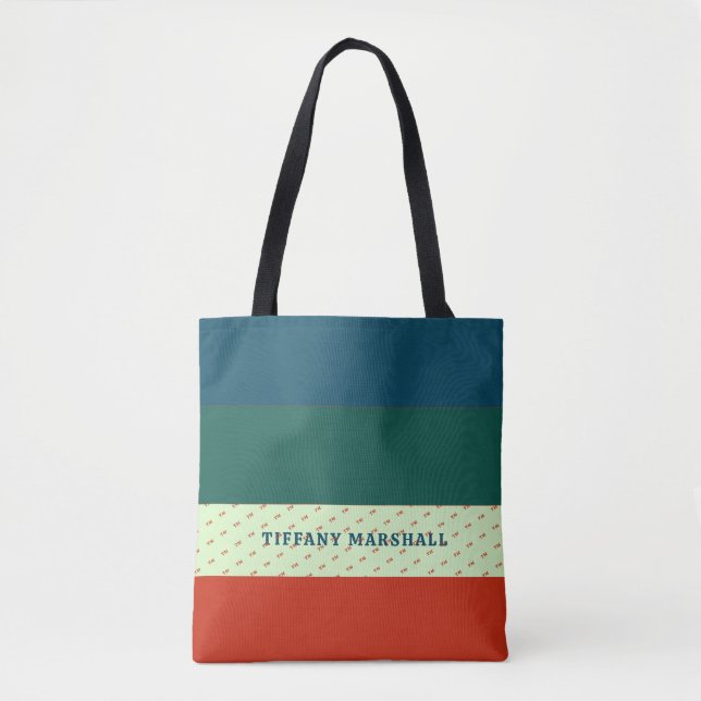 Trendy Stripes Pattern Personalised Tote Bag (Front)