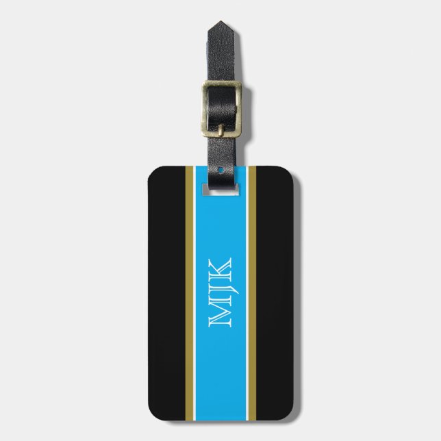 Trendy Strips Luggage Tag w/ leather strap (Front Vertical)