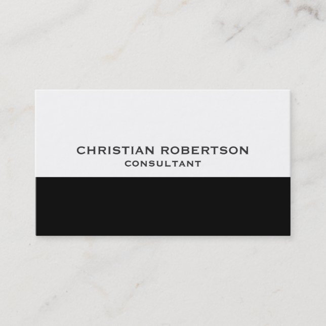 Trendy Style Black White Consultant Business Card (Front)