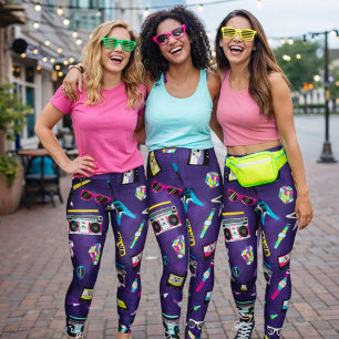 Trendy style from 80s Purple Leggings