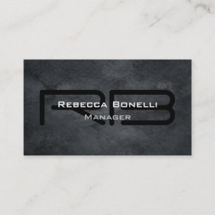 Trendy Style Grey Monogram Minimalist Plain Simple Business Card