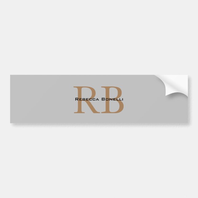Trendy Style Monogram Minimalist Plain Add Name Bumper Sticker (Front)