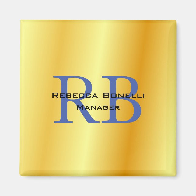Trendy Style Monogram Minimalist Plain Gold Colour Magnet (Front)