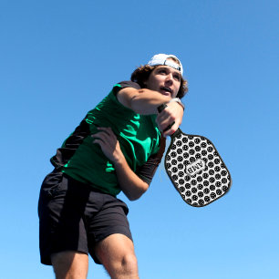 Trendy Stylish Black and White 3 letter Monogram Pickleball Paddle