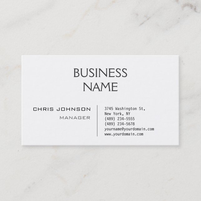 Trendy Stylish Black White Manager Business Card (Front)