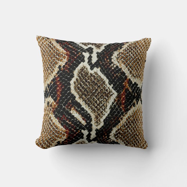 trendy stylish brown black red snake print cushion (Front)