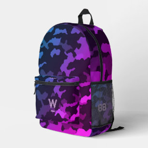 Trendy Stylish Camo Blue Purple School Printed Backpack